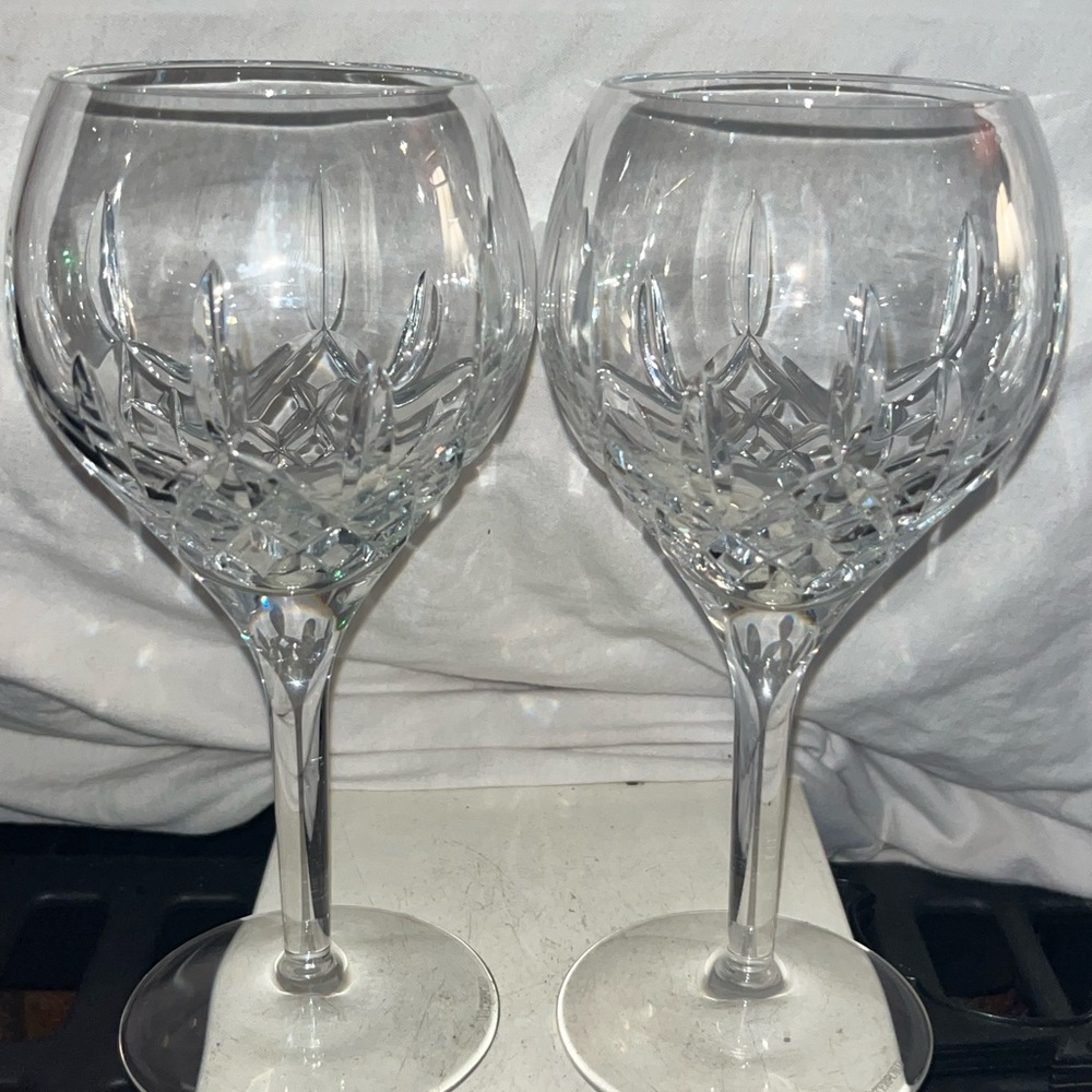 Set of 2 Waterford Lismore Grand Balloon Wine Goblets - 7.6" Tall Ireland - Picture 3 of 7